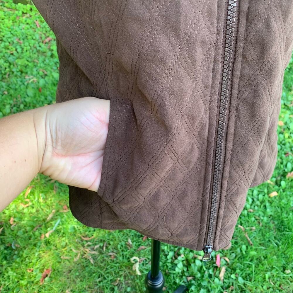 Vintage Nomadic Traders Brown and blue quilted zip up vest with pockets - Picture 11 of 12